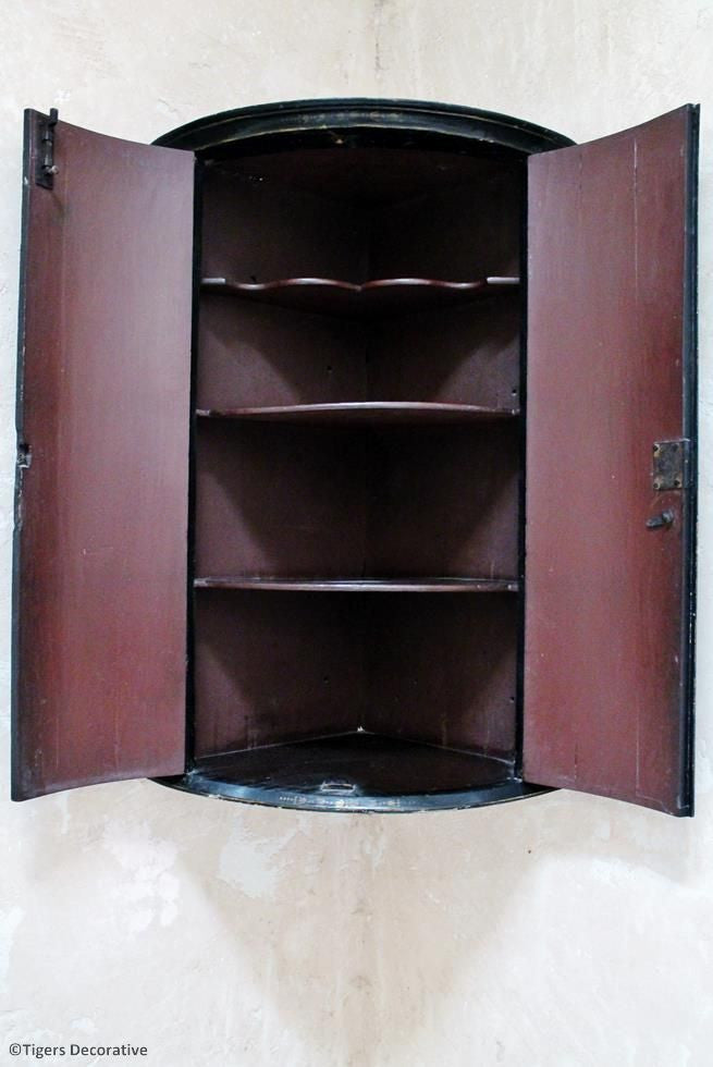 Lacquered Bow Fronted Corner Cupboard
