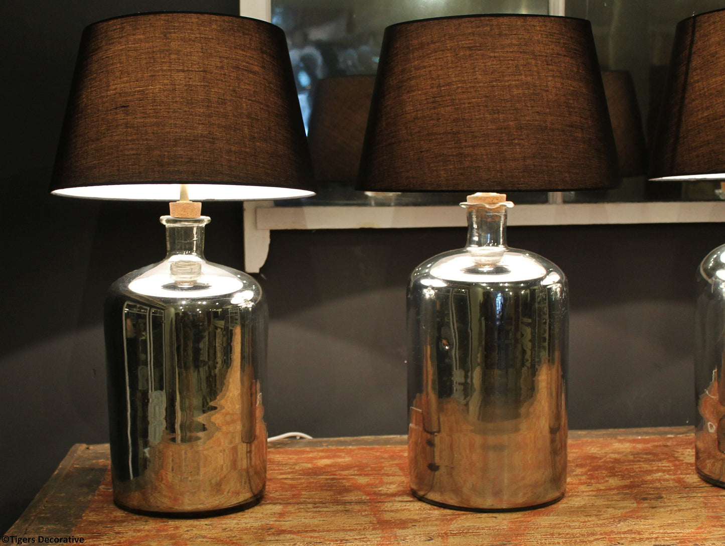 20th Century Mirrored Glass Lamps