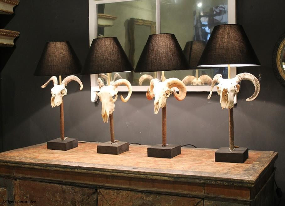Ram Head Skull Lamp
