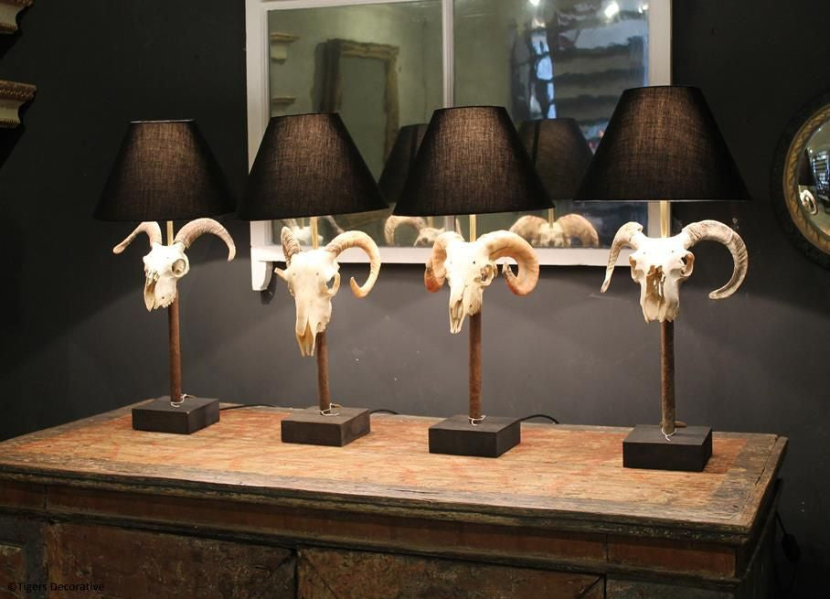 Ram Head Skull Lamp