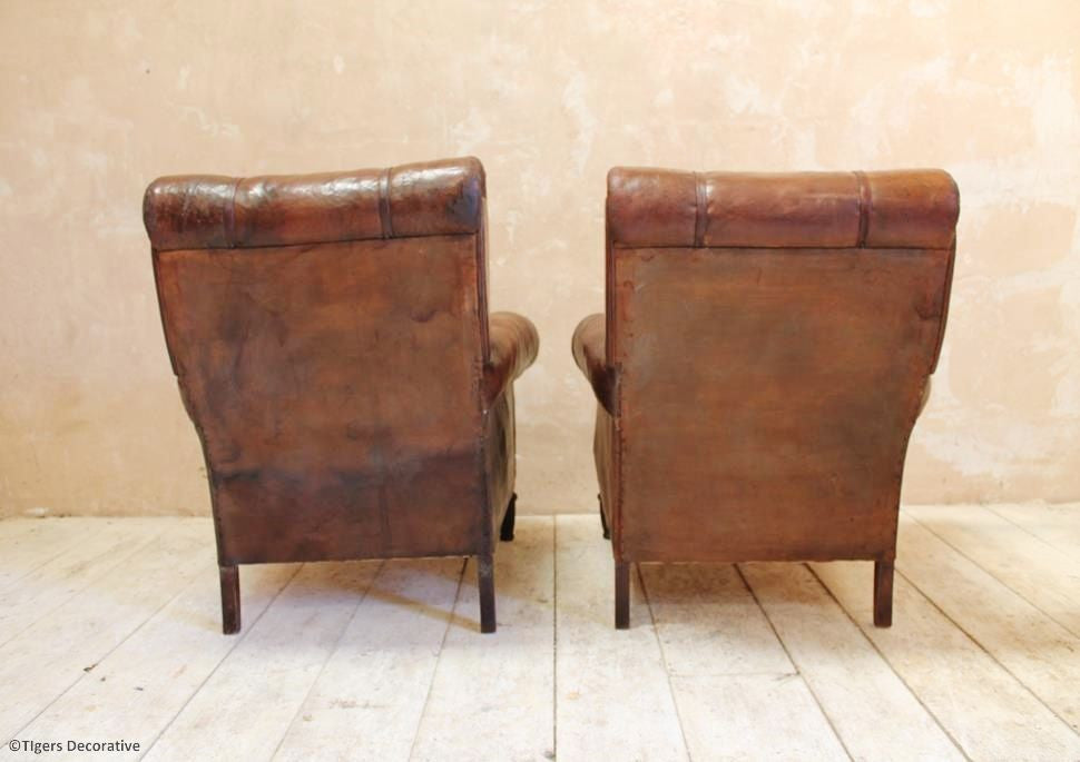 Pair of Edwardian Leather Club Chairs
