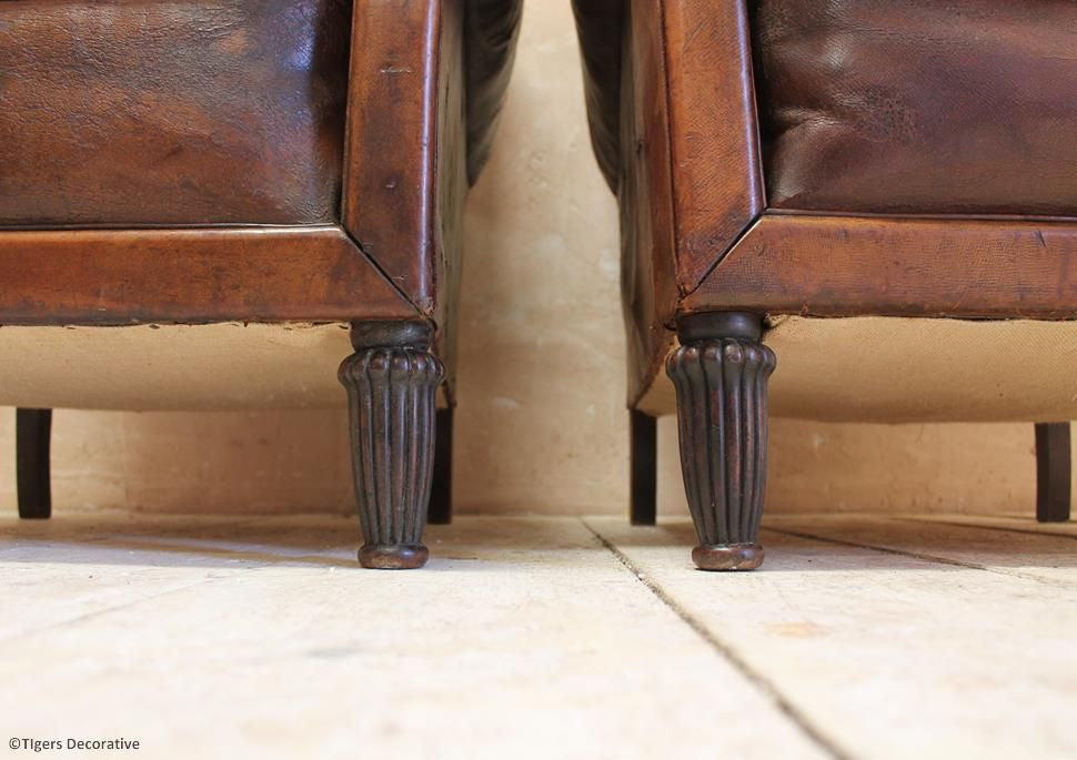 Pair of Edwardian Leather Club Chairs