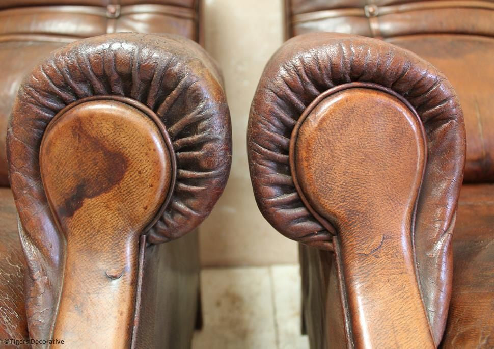 Pair of Edwardian Leather Club Chairs