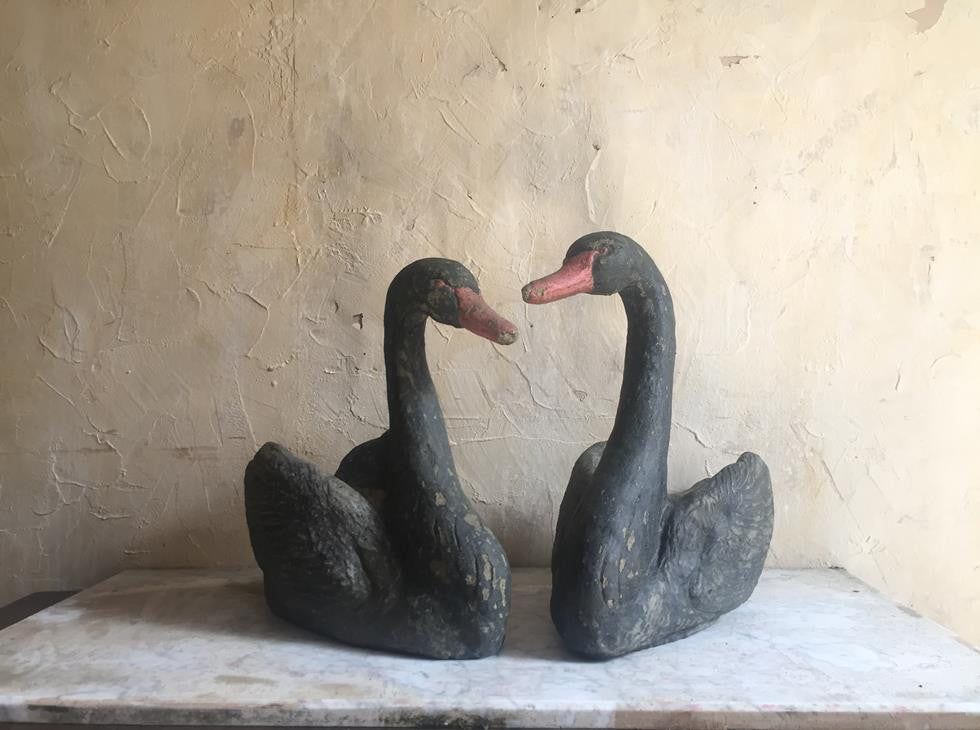 Pair Of Swan Planters