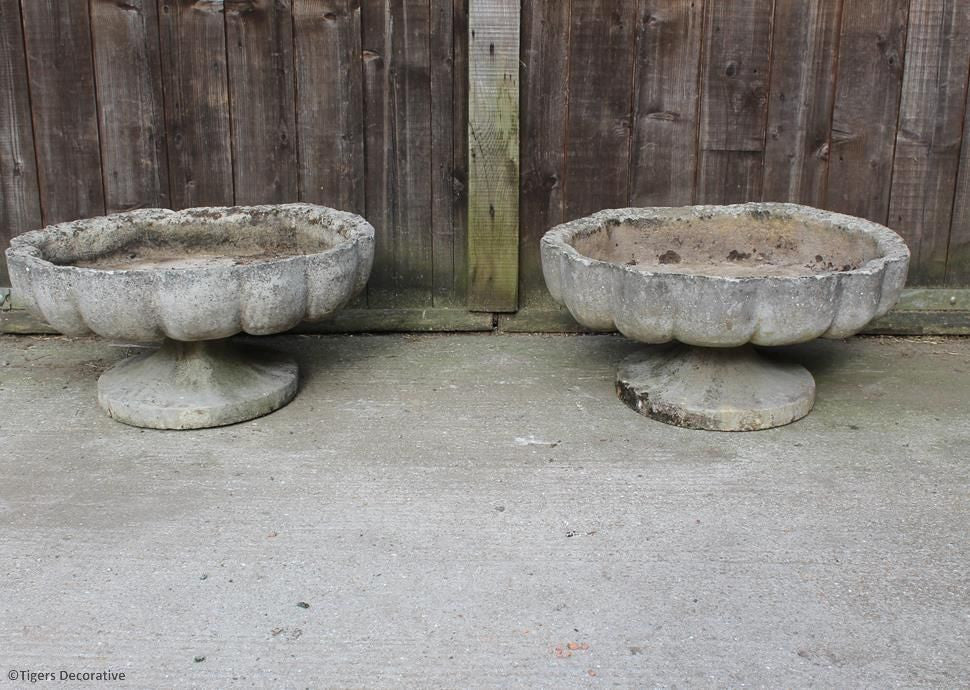 Pair Of Scalloped Planters
