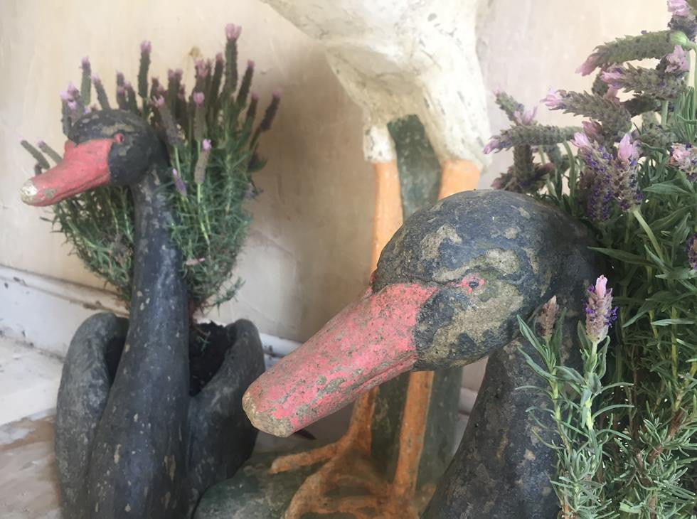 Pair Of Swan Planters