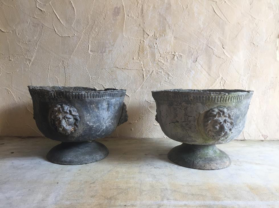 Pair Of Lead Urns