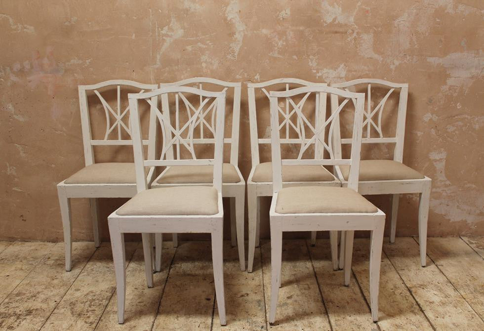 Six Painted Danish Dining Chairs