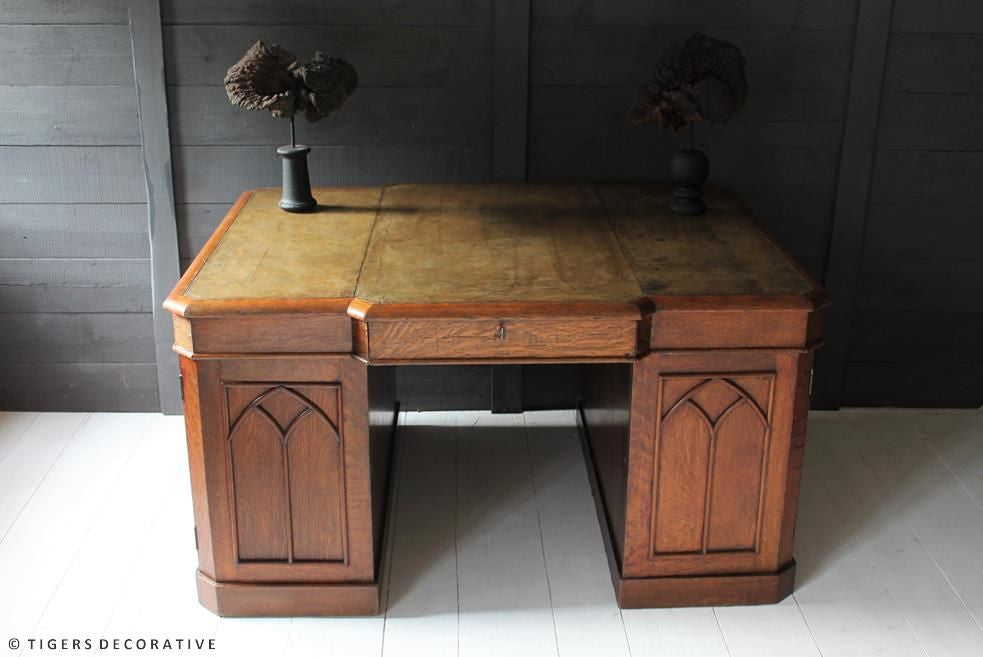 19th Century Oak Partners Desk