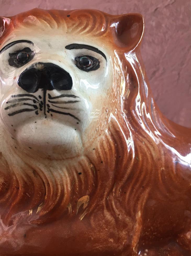 Pair Of Pottery Lions