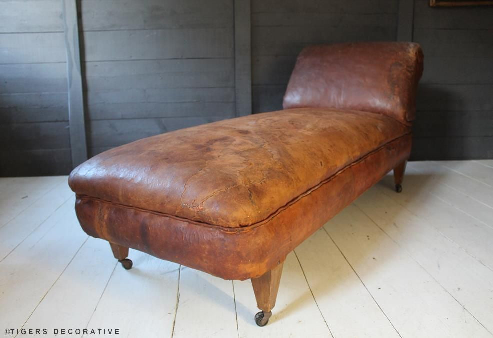 19th Century Leather Chaise