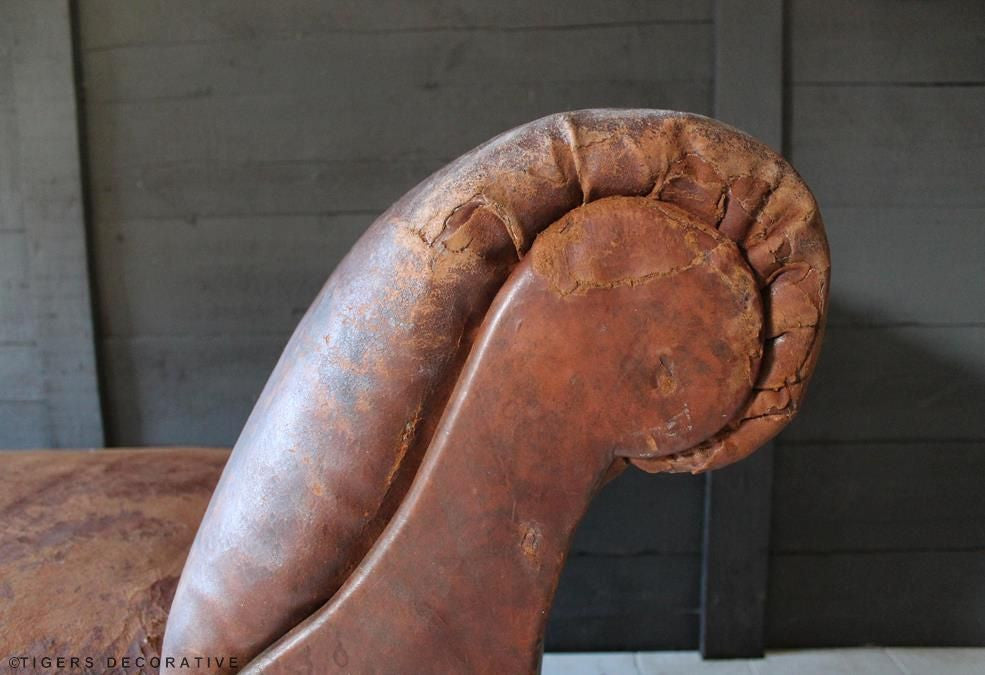 19th Century Leather Chaise